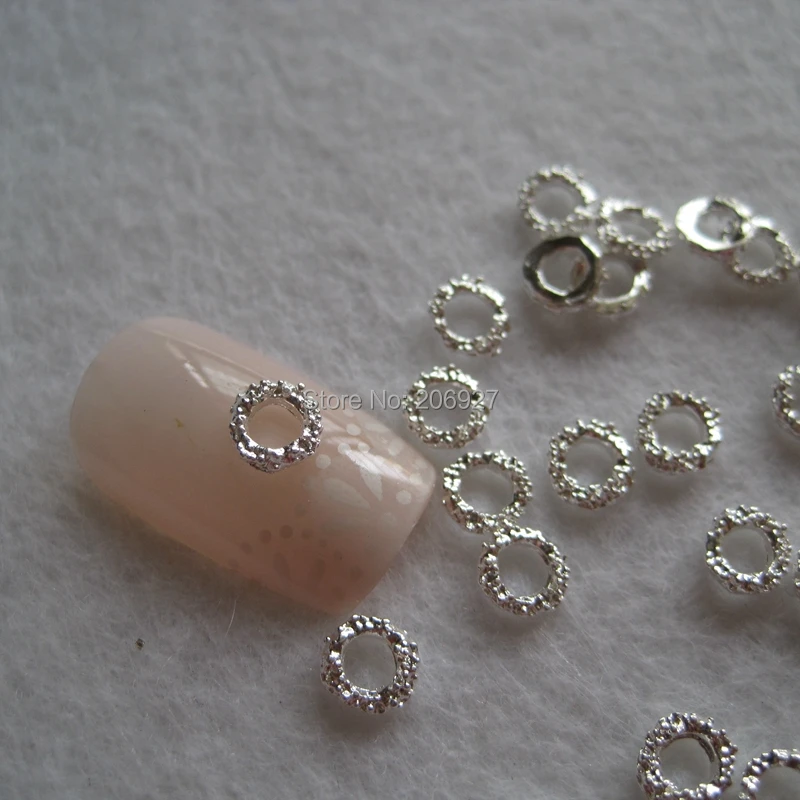 

MD-724 10pcs Fancy Silver Circle Deco Metal Charms Metal Deco Charms Nail Art