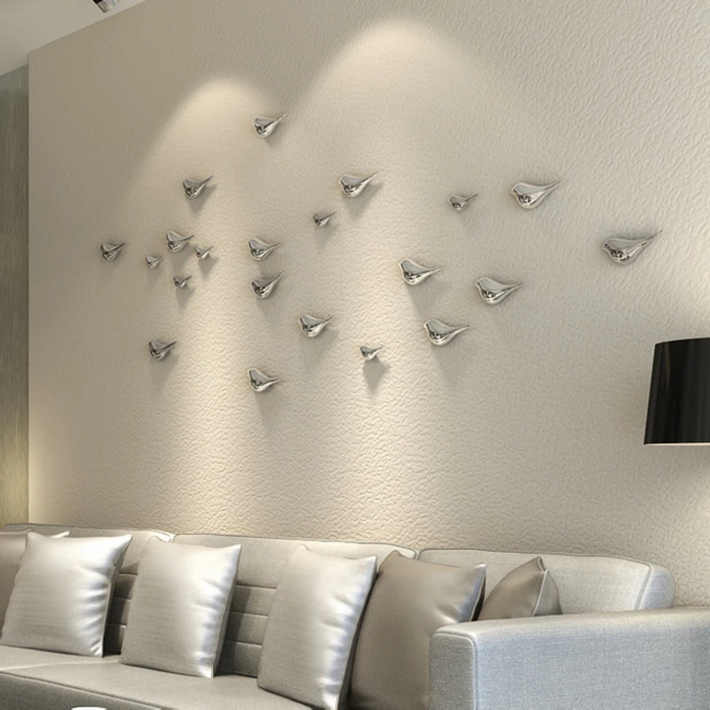 JX-LCLYL 3D Birds Shape Wall Hanging Resin Metal Plating Office Home Decorations S/L New