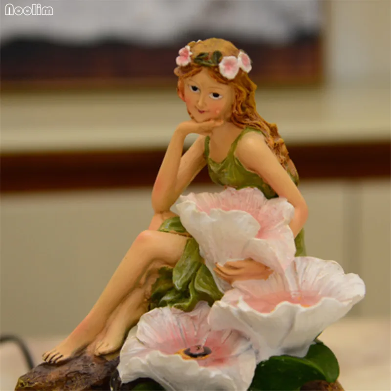 Креативный смоляный маленький ангел цветок фея фонтан фэн-шуй орнамент подарок на день рождения водный пейзаж ремесло офисное украшение стола