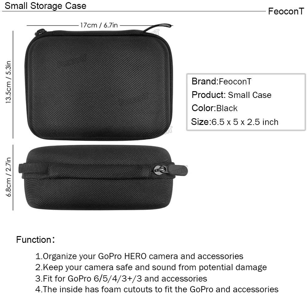 FeoconT Портативный чехол для экшн-камеры противоударный защитный чехол для переноски Eva жесткая сумка для Gopro 7 6 5 Аксессуары для спортивной камеры