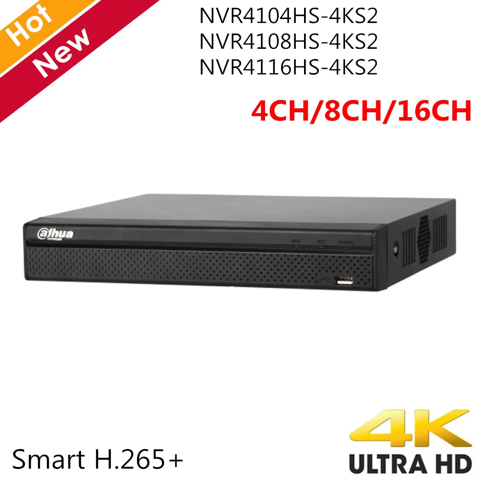 Dahua английская версия 4 k канала 8 каналов 16 NVR рекордер NVR4104HS-4KS2 NVR4108HS-4KS2 H.265 H.264