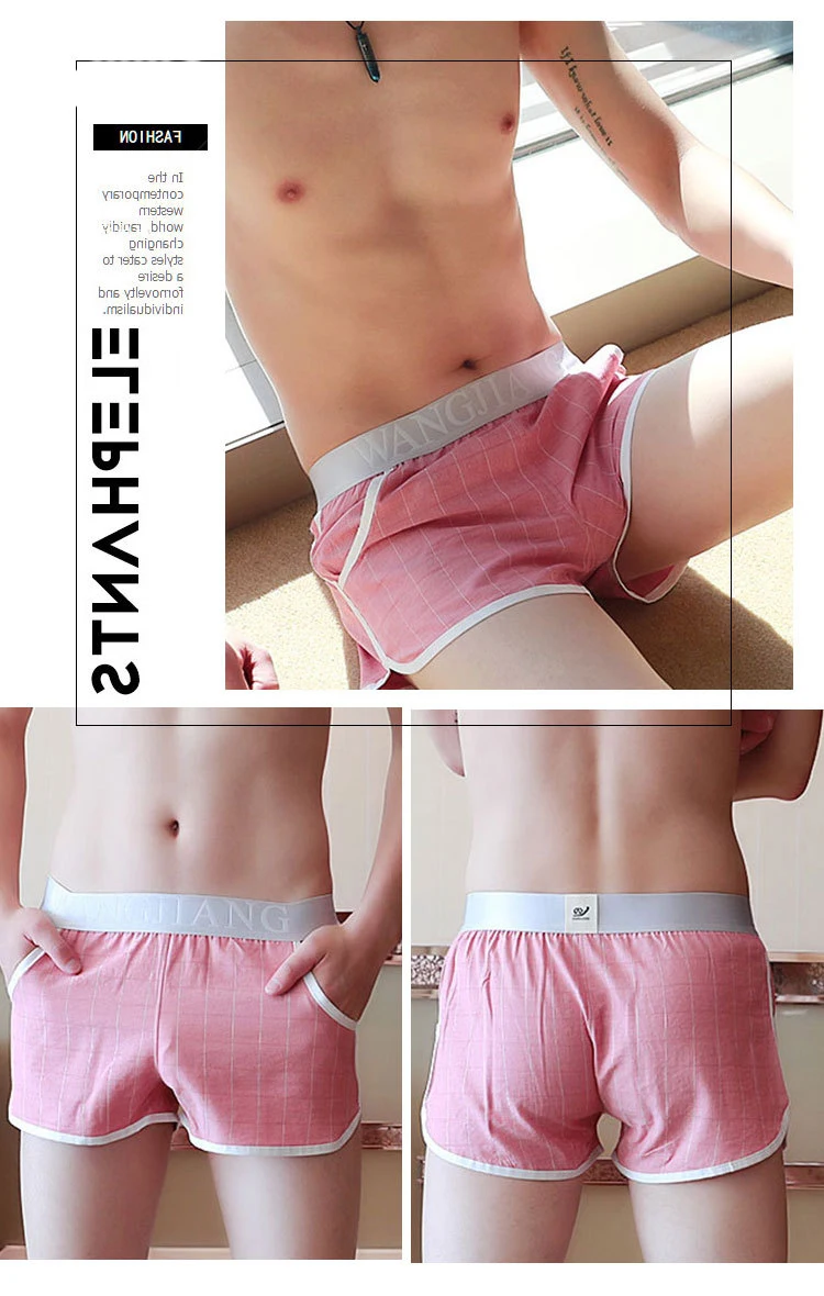 Wang Jiang Mens Underwear Boxer Shorts Casual Cotton Sleep Plaid Sexy Male Pajamas Family Panties Men Underware Loose Penis Bag cool boxers