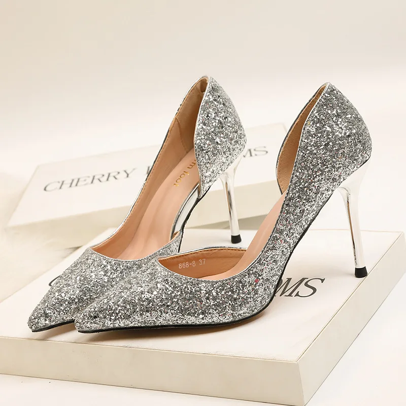 

Spring Autumn Fashion Luxury High Heels For Bling Party Nightclub Wedding Party Shoes Women Pumps High Heels Shoes 9.5cm B11-39
