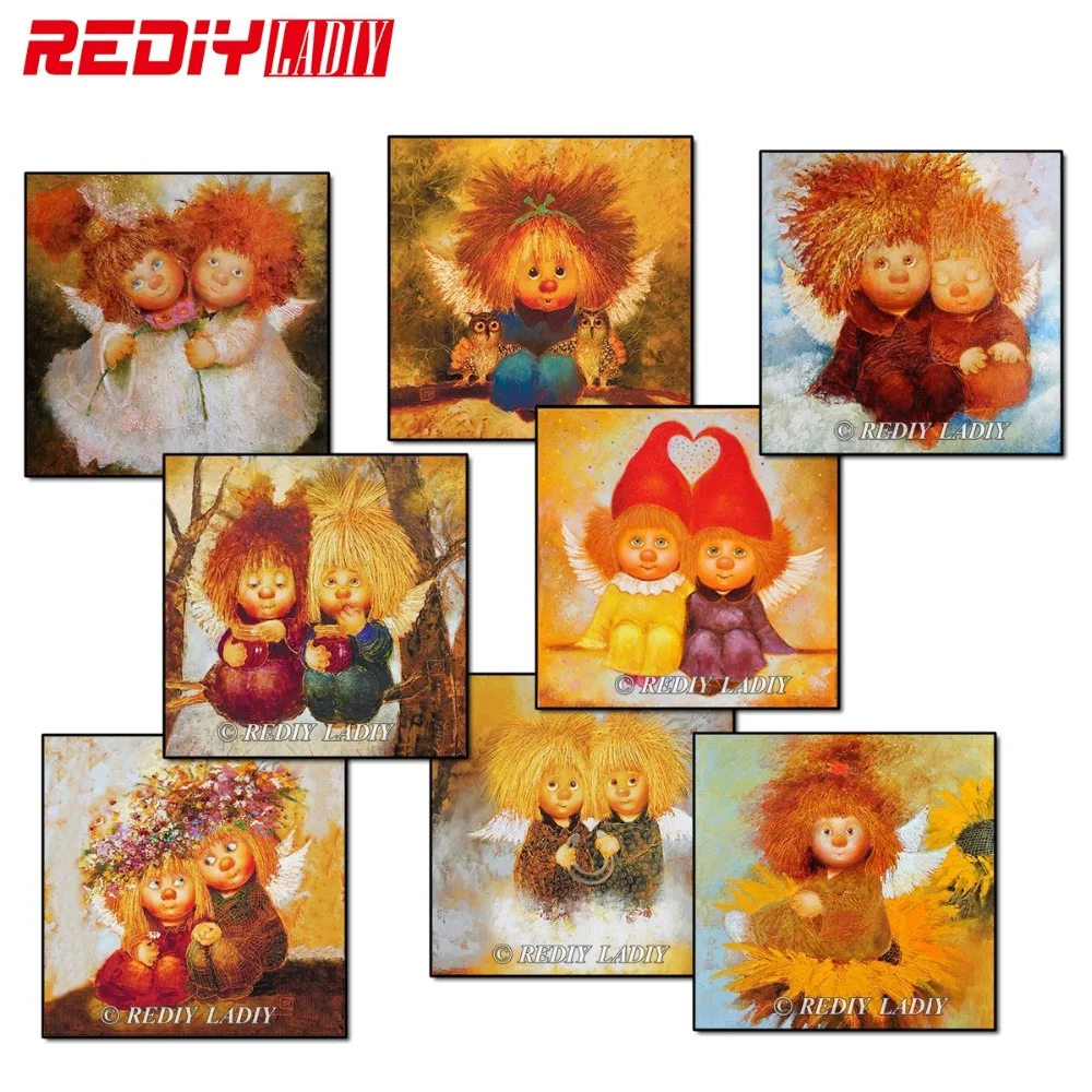 

REDIY LADIY Diy Diamond Painting Angel Girls Crystal Cross Stitch Diamond Embroidery Square Drill 100% Full Home Decor Mosaic