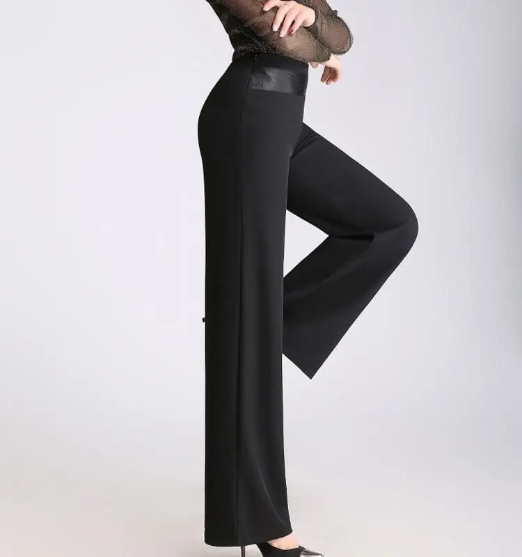 Женские брюки для бальных танцев, соревнований, латинских танцев, женские брюки для танцев, тренировочные брюки для вальса/Танго/джаза DQT1062 - Цвет: Elegant black