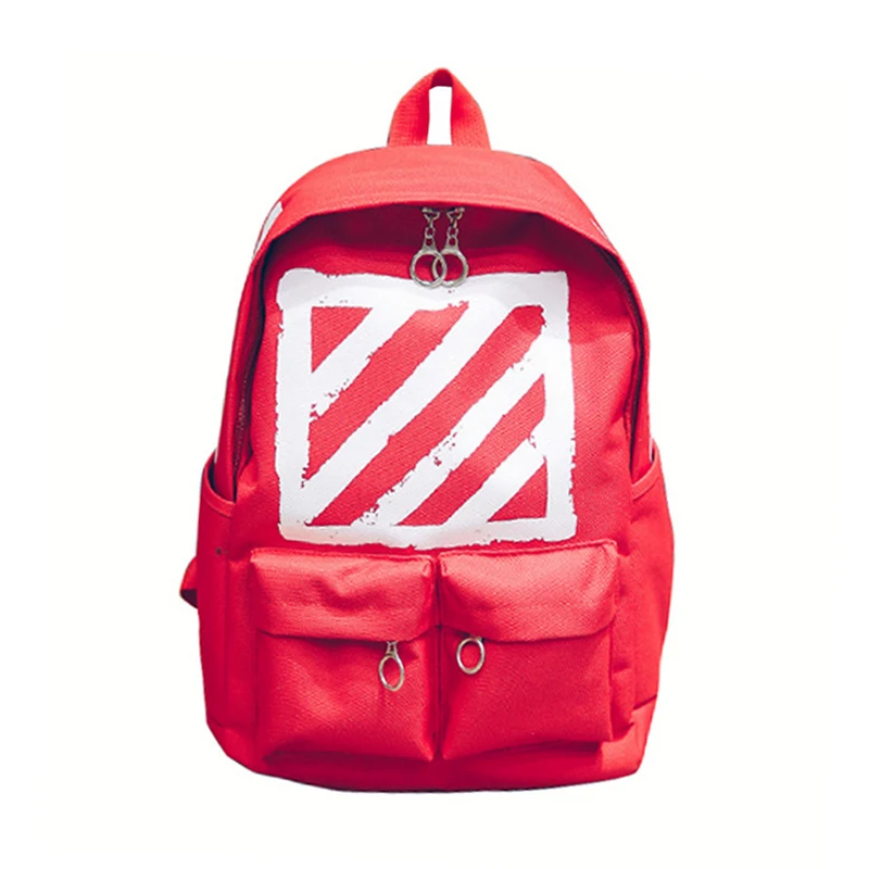 Homeda Solid Backpack Canvas Zipper Decor Geometric Fashion Packsack