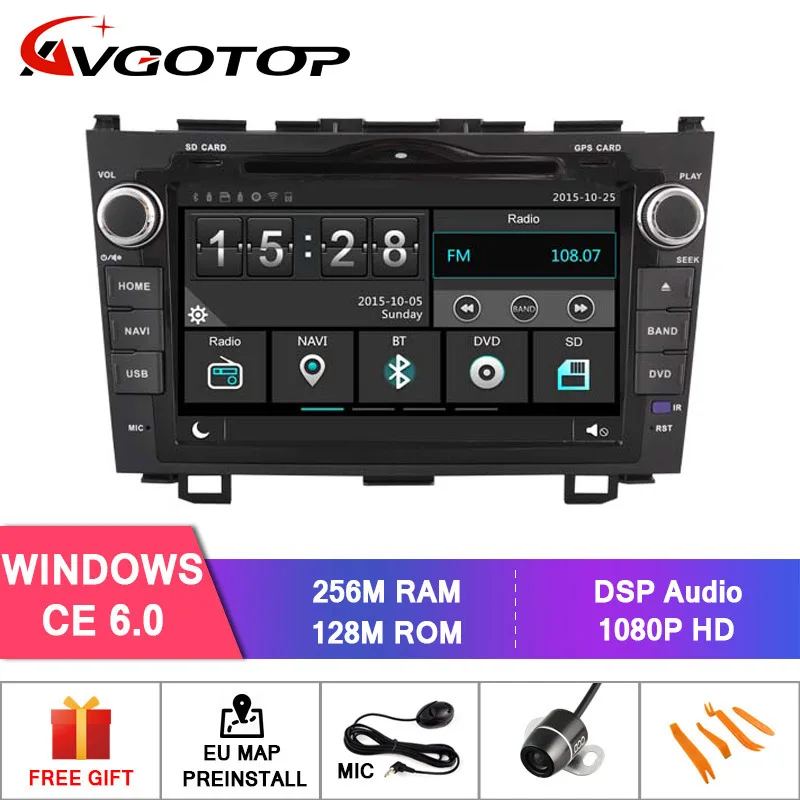WINCE 6.0 AVGOTOP Android 9 автомобильный Радио мультимедийный плеер для HONDA CRV автомобиля 2G 16G Bluetooth gps Видео Аудио - Цвет: WINCE 6.0