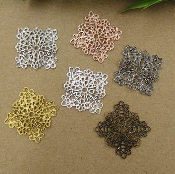 

100pcs 21mm square filigree wire charms for diy findings---color option