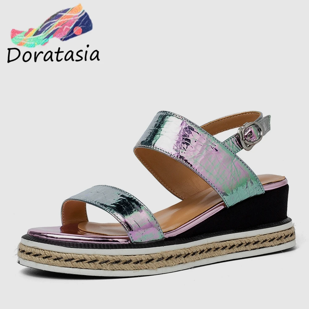 

DORATASIA New Concise Genuine Leather Shoes Sandals Woman Summer Platform Wedegs Shoes Sandals Woman Shoes Woman Size 34-39