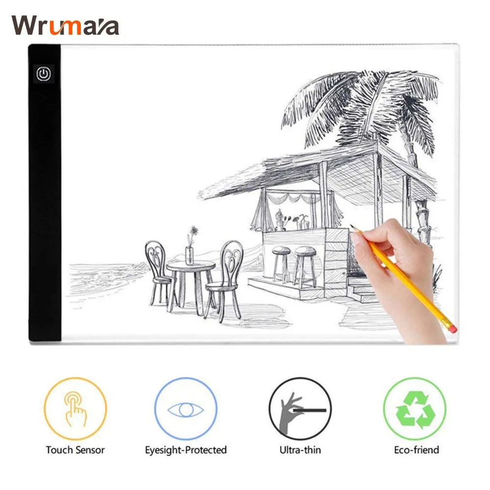 Wrumava Ultra-thin A4 LED Writing Painting Light Box Tracing Board Copy Pad Drawing Digital Tablet Artcraft Copy Table LED Board цена Wrumava Ultra-thin A4 LED Writing Painting Light Box Tracing Board Copy Pad Drawing Digital Tablet Artcraft Copy Table LED Board цены онлайн