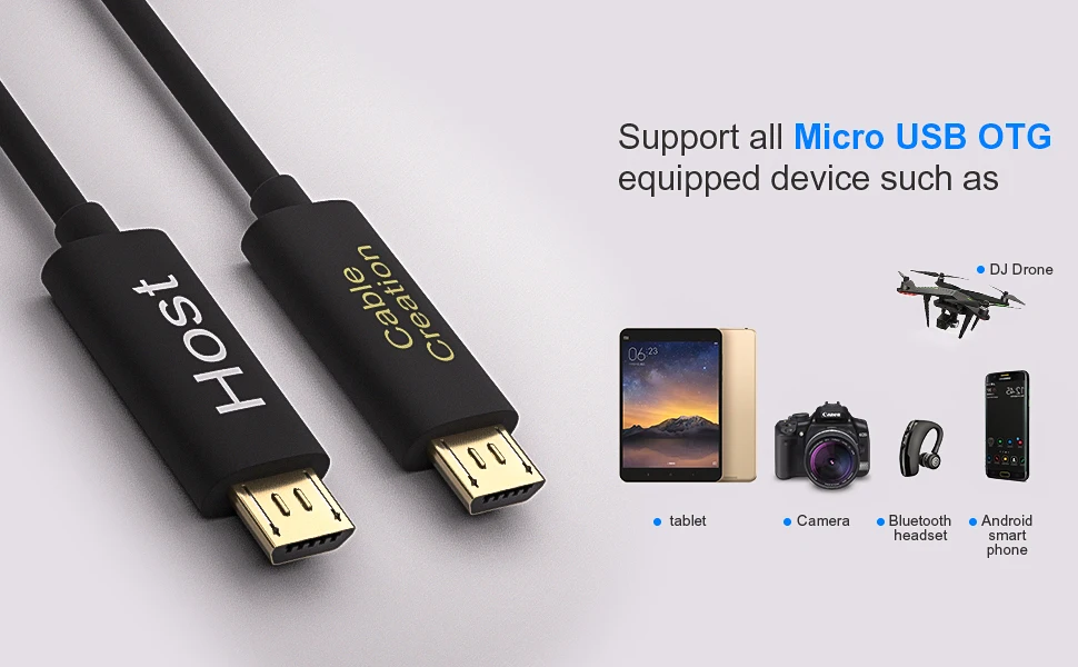 Кабель Micro-USB, cablecreation микро-флеш-накопителем USB и мини-флеш-накопителем USB OTG кабель, совместимый с DJI Spark и Mavic, PS4, Android телефонов и планшетных ПК и т. д