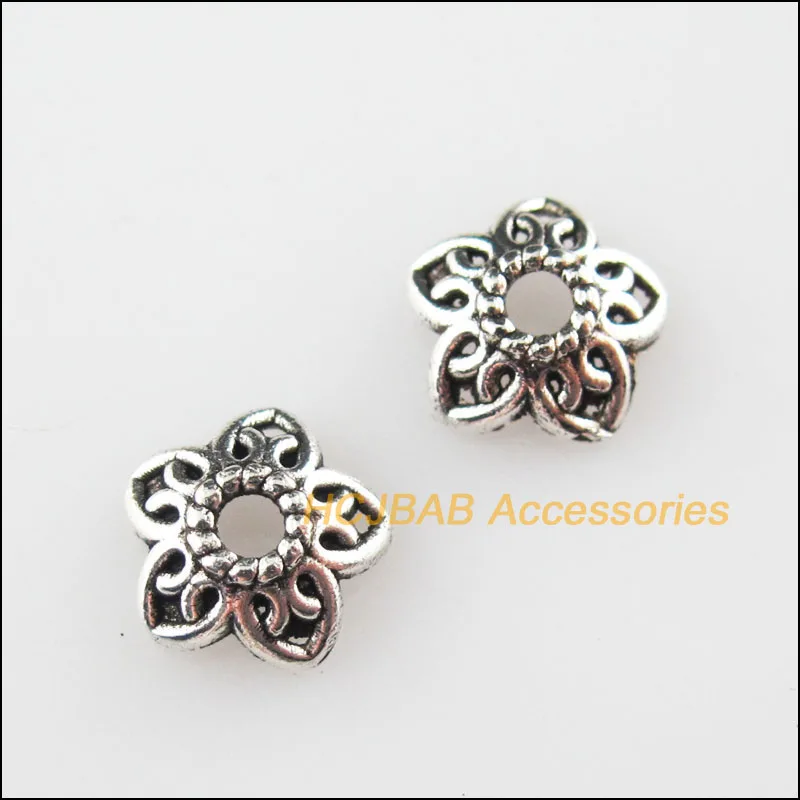 

Fashion 60Pcs Tibetan Silver Tone Tiny Flower Star Spacer Beads End Caps 8mm