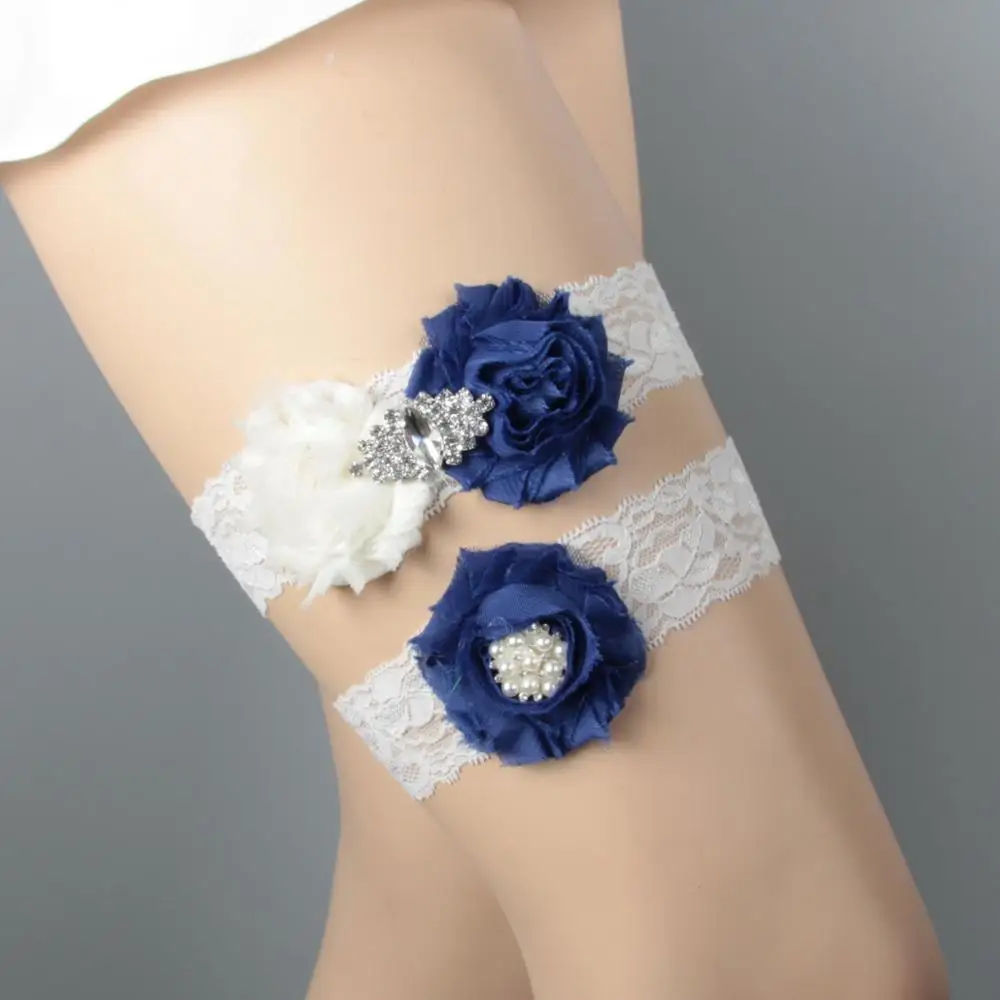 

New Design Lace Trim Shabby Flower Bridal Garter for Wedding made of Light Brown Shabby Flower Handmade