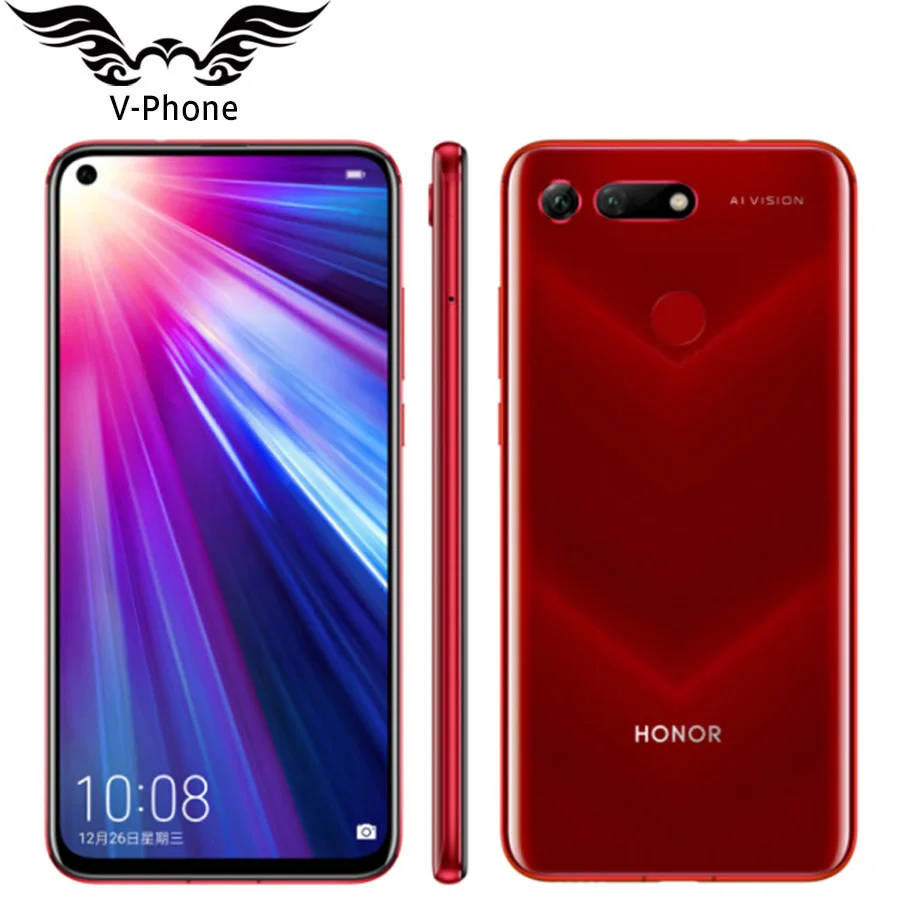 International Version Honor View 20 Mobile Phone 8GB 256GB 6.4" Kirin 980 Octa core 48MP 25MP 4000mAh 4G Android 9 Phone