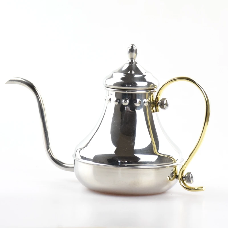 

Free Shipping 650ml High Quality V60 Coffee Drip Kettle Espresso Server Gold Knob Tea Pot