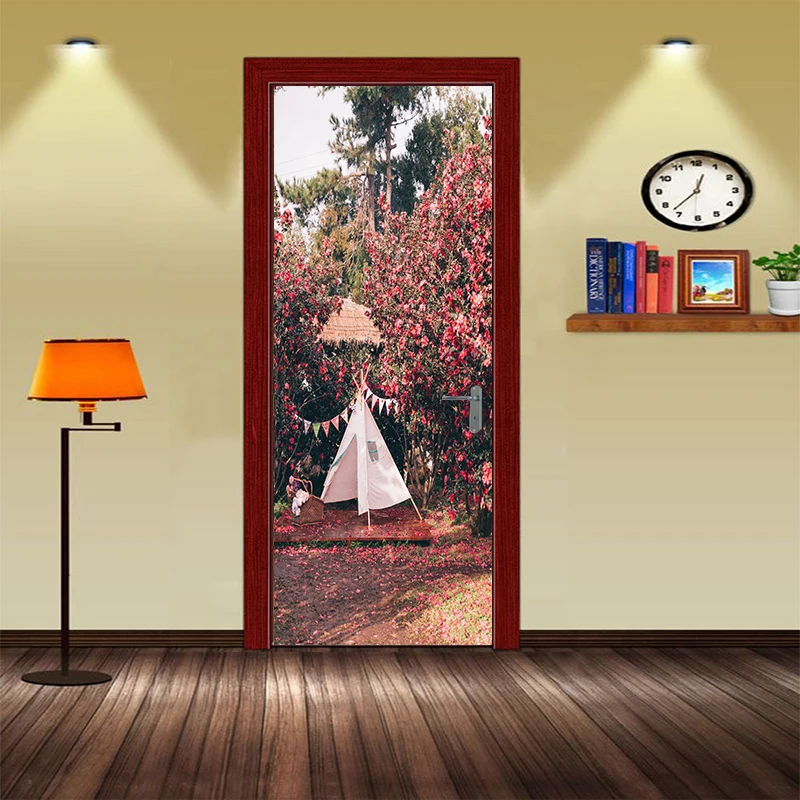 Пользовательские росписи обоев холсты настенной живописи цветок дверь Стикеры Гостиная диван ТВ фон настенная Фреска Home Decor