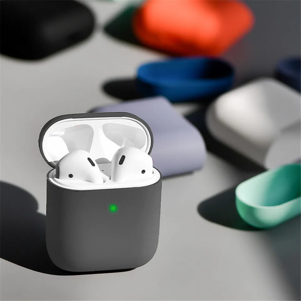 3 IN 1 Soft Liquid Silicone Wireless Earphone Case For Airpods 2 Apple Shell Accessories Cover Pouch Holder Anti-lost Strap