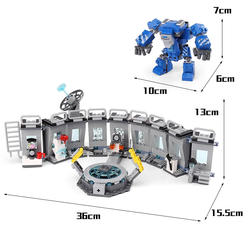 07121 мстители Супер Герои ЖЕЛЕЗНЫЙ ЧЕЛОВЕК зал комплект снаряжения строительные блоки кирпичи игрушки рождественские подарки с 76125