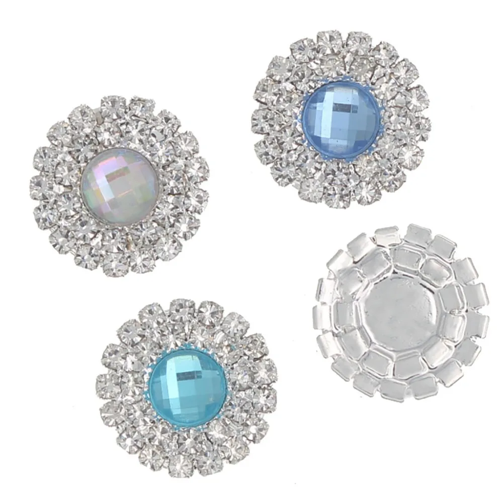 10pcs Retro Crystal Flatback Buttons Embellishments Wedding DIY Decor 20mm