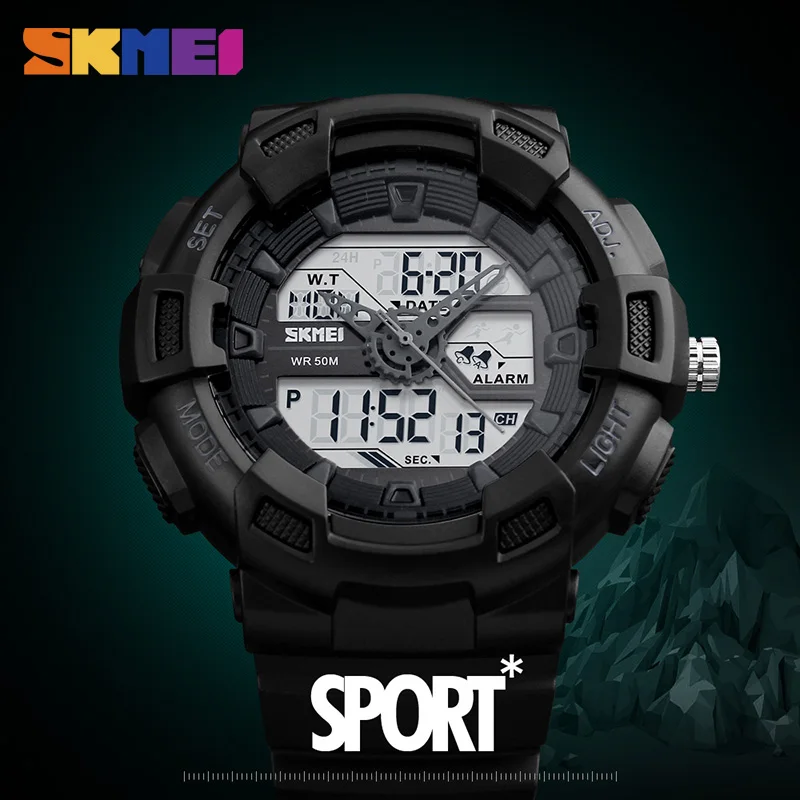 Tanie SKMEI męskie zegarki Outdoor Quartz sportowe zegarki na rękę moda Casual wielofunkcyjne 50M wodoodporny zegarek chłopiec Relogio Masculino