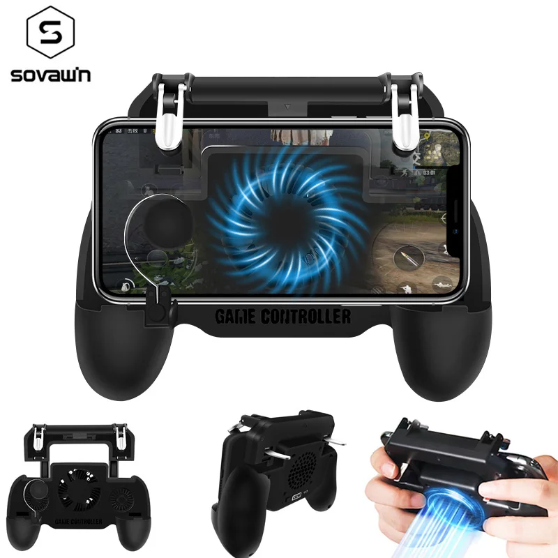 

PUBG Controller Fan Cooling Gamepad PUBG Mobile Trigger Shooter Joystick 2000mA Power Bank for Phone L1R1 Fire Button for iPhone