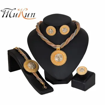 

MUKUN nigerian wedding woman accessories jewelry set Brand Dubai Gold Jewelry Set Wholesale italian jewelry sets for women