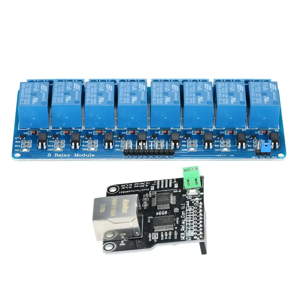 

Ethernet Control Module LAN WAN Network IP RJ45 Port + 8CH Relay Expansion Board