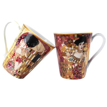 

Retro Art Bone China Gustav Klimt Oil Painting Art Cup Coffee You Teacup Ceramics Milk Cafe Mug Handgrip The Kiss Best Gift Mug