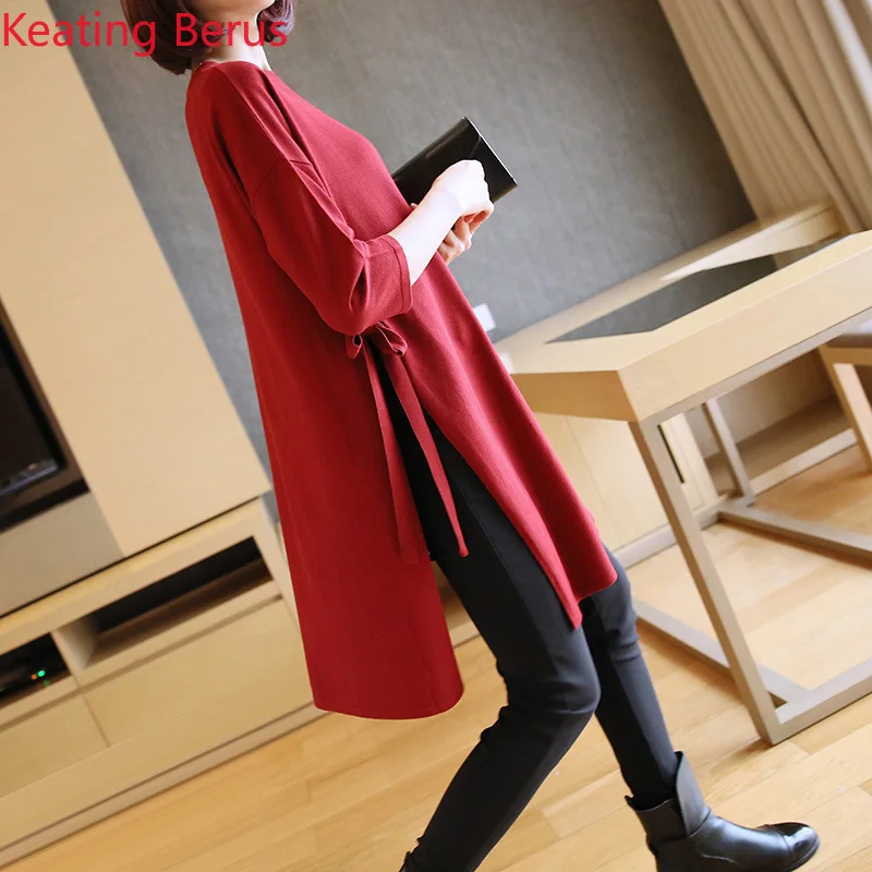 

Women's Spring Sweater Solid Color Loose Long Sleeve Fashion Pullover Sweater with One Size Long Women's Bottoming Shirt 0809