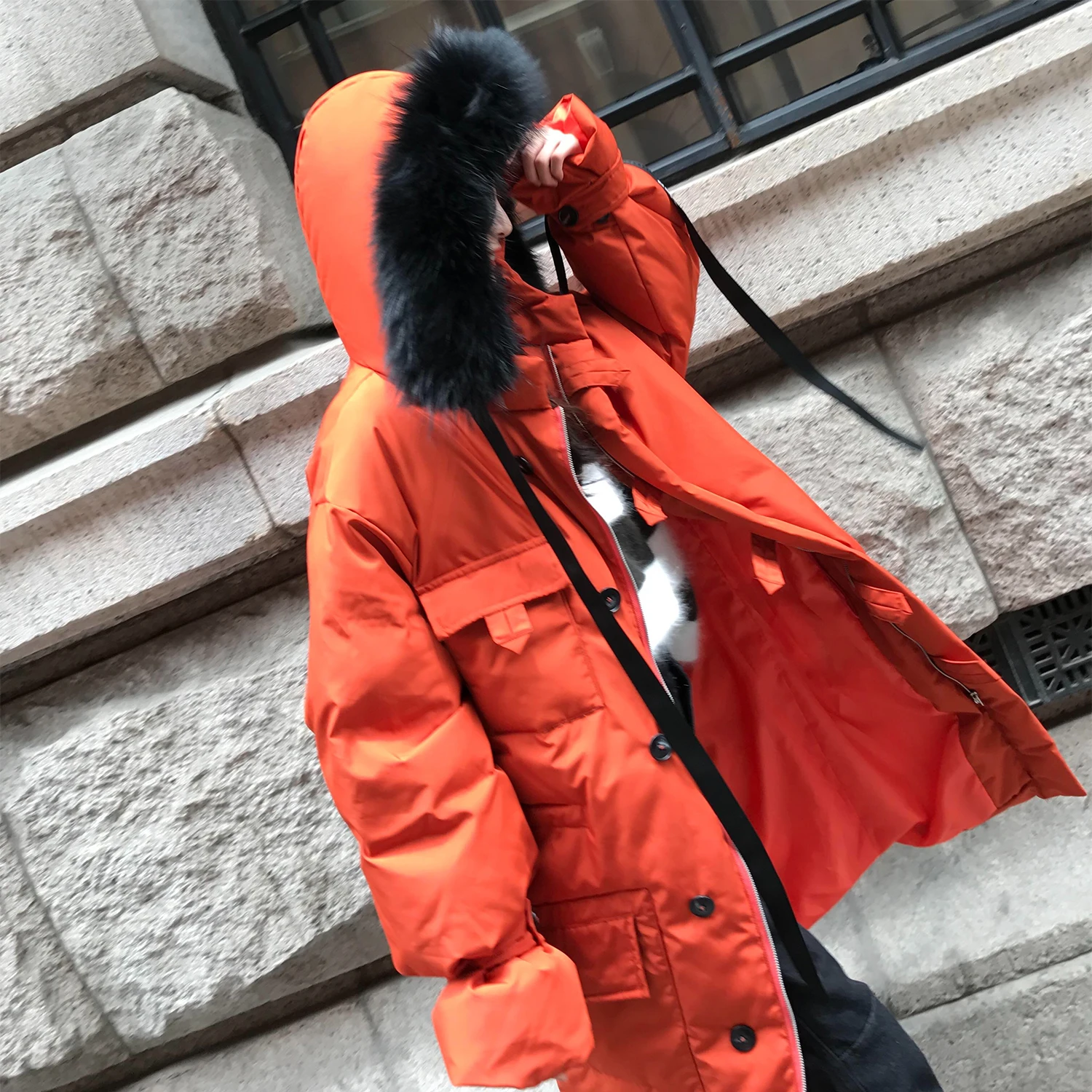 Ayunsue Grande Taille Manteau Femaleparkas Femmes Coton Matelassé Veste Down Tendance Ouatinée D'hiver Nouveau Lx2174 À Femme Capuchon 2019 beige Long Orange TrxwOTqa4