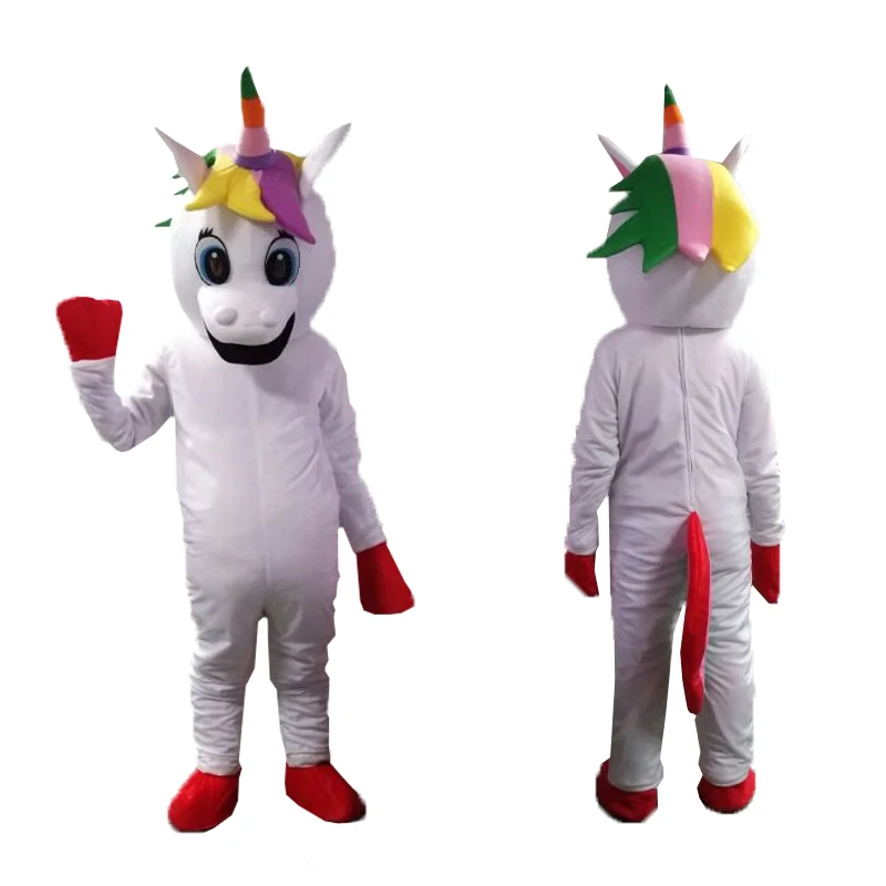 Радужный пони Единорог маскарадный костюм персонажа мультфильма костюм коня-маскота маскоты на Рождество Необычные Вечерние платья