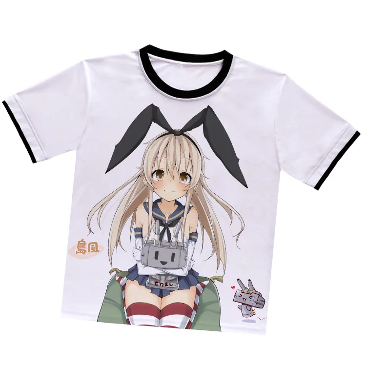 Коллекция аниме-игр Kantai, футболка Kongo Shimakaze Amatsukaze Yukikaze, белая футболка из полиэстера, летняя футболка Kancolle для активного отдыха - Цвет: D0348