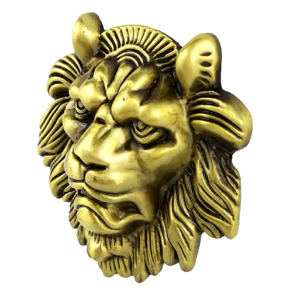 Vintage Gold 3D Wild Lion Head Belt Buckle Western Cowboy Men's Clothing Accessories Fashion Jeans Buckle for Boys Men