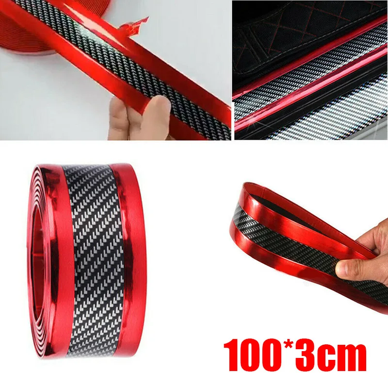 Trim Door Sill Strip Carbon Fiber Red Trunk Side Protector Bumper SUV Front Anti-Collision | Автомобили и мотоциклы