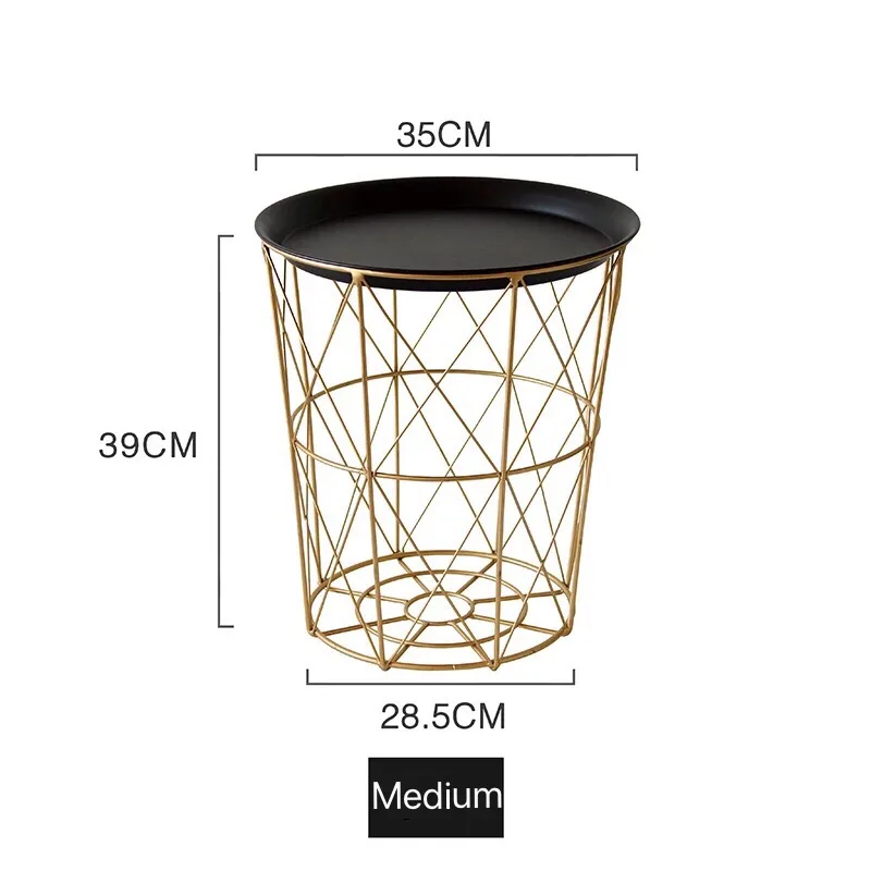 Golden Storage Basket With Cover Black Small Tea Round Table Metal Storage End Modern Living Room Round Coffee Table Golden Storage Basket With Cover Black Small Tea Round Table Metal Storage End Modern Living Room Round Coffee Table