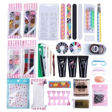 Блестящий французский полигелевый Набор для наращивания ногтей, накладные ногти, УФ-гель, сделай сам, Кристальные камни, лак, маникюрные аксессуары, набор LA766