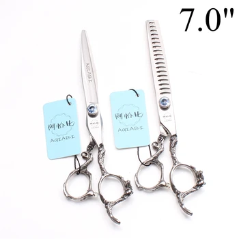 

7" 19.5cm JP 440C AQIABI Barber Scissors Cutting Shears Thinning Scissors Professional Hair Scissors Or Pets Hair Clippers A9006
