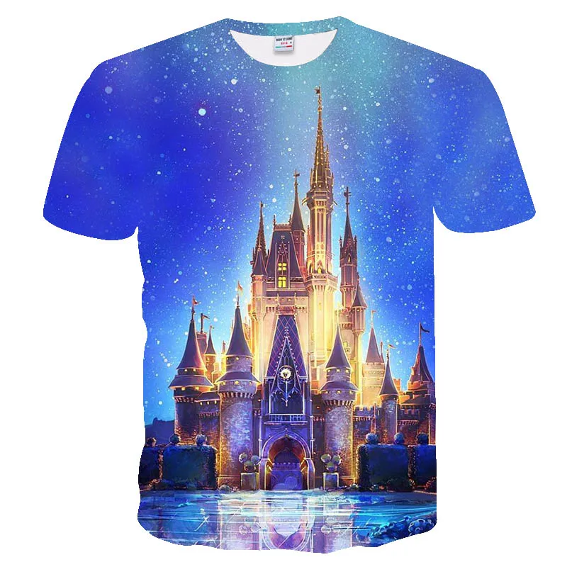 

BIANYILONG 2018 new tshirt men brand T Shirt 3D Men Fashion T-Shirt Men Boy Summer Clothing Casual Castle Mickey print Tshirt