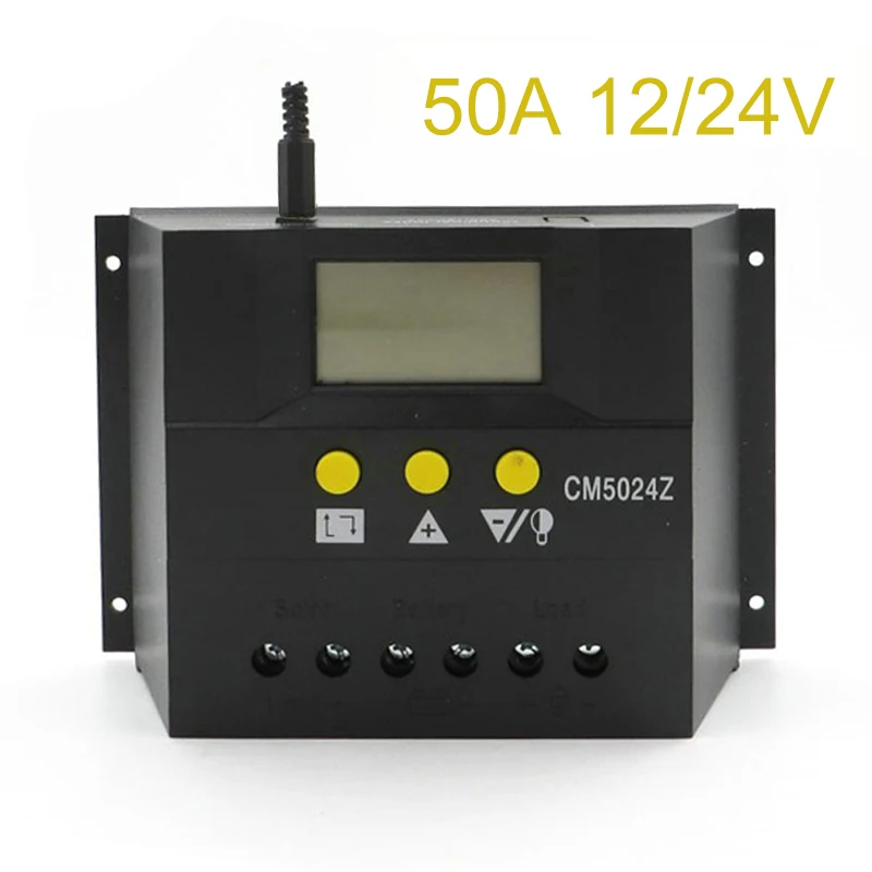 

50A Solar Panel Charging Controller Battery Regulator 12-24V LCD Display Intelligent PWM Charge Mode