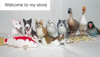 

mini pvc figure Simulation Animal Model Rabbit Dog Fish Cat Parrot Animal Capsule Toy 17pcs/set