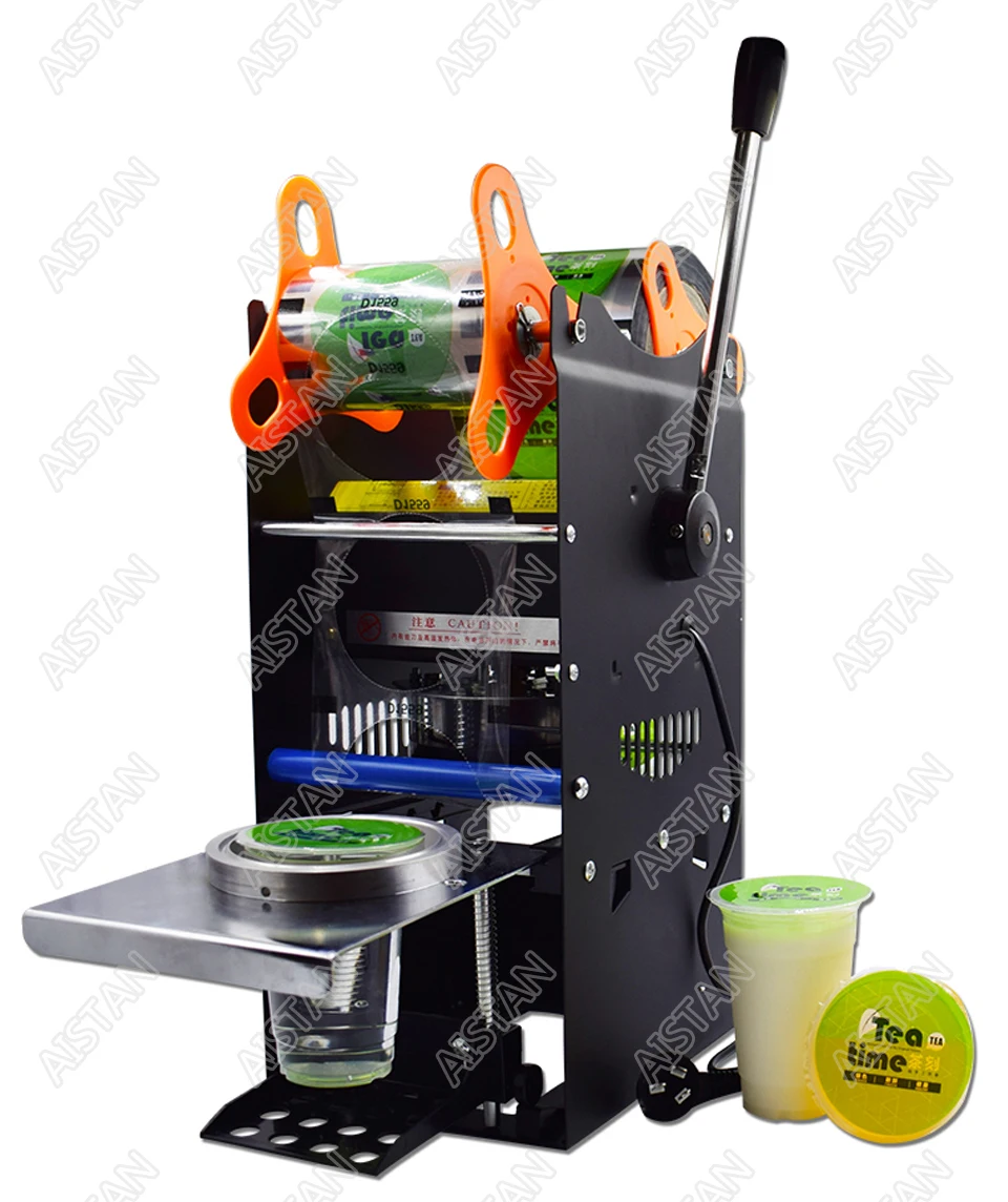 WY802D Hand Held plastic beverage bubble tea cup sealing machine for cup sealing firm type Heavy Duty 220V 110V