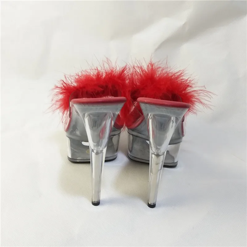 Sexy Crystal 15CM Sexy Feather Design Super Shoes Party Heels Ladies 6 inch High Heels Dance Shoes