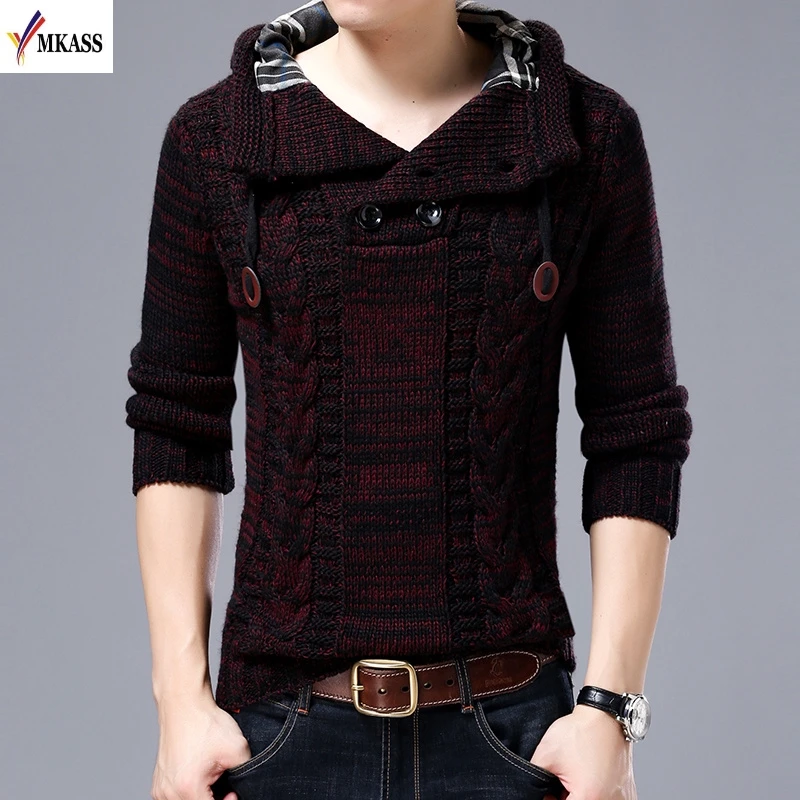 ^Cheap New Brand Men Sweater Pullovers Male Pull Homme Casual Slim Sweaters Men Thick Stand Collar Pullover Hedging Men's Sweater 4XL