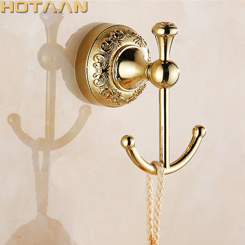 Крючки для халатов золотые крючки для ванной комнаты для полотенец в рельсах крючок для одежды Золотая отделка вешалки для одежды аксессуары для ванной украшения дома YT-12902