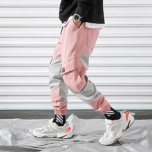 Уличная одежда, шаровары, штаны для бега, мужские хлопковые розовые мужские спортивные штаны, брюки, весна-осень, лоскутные Мужские штаны для бега