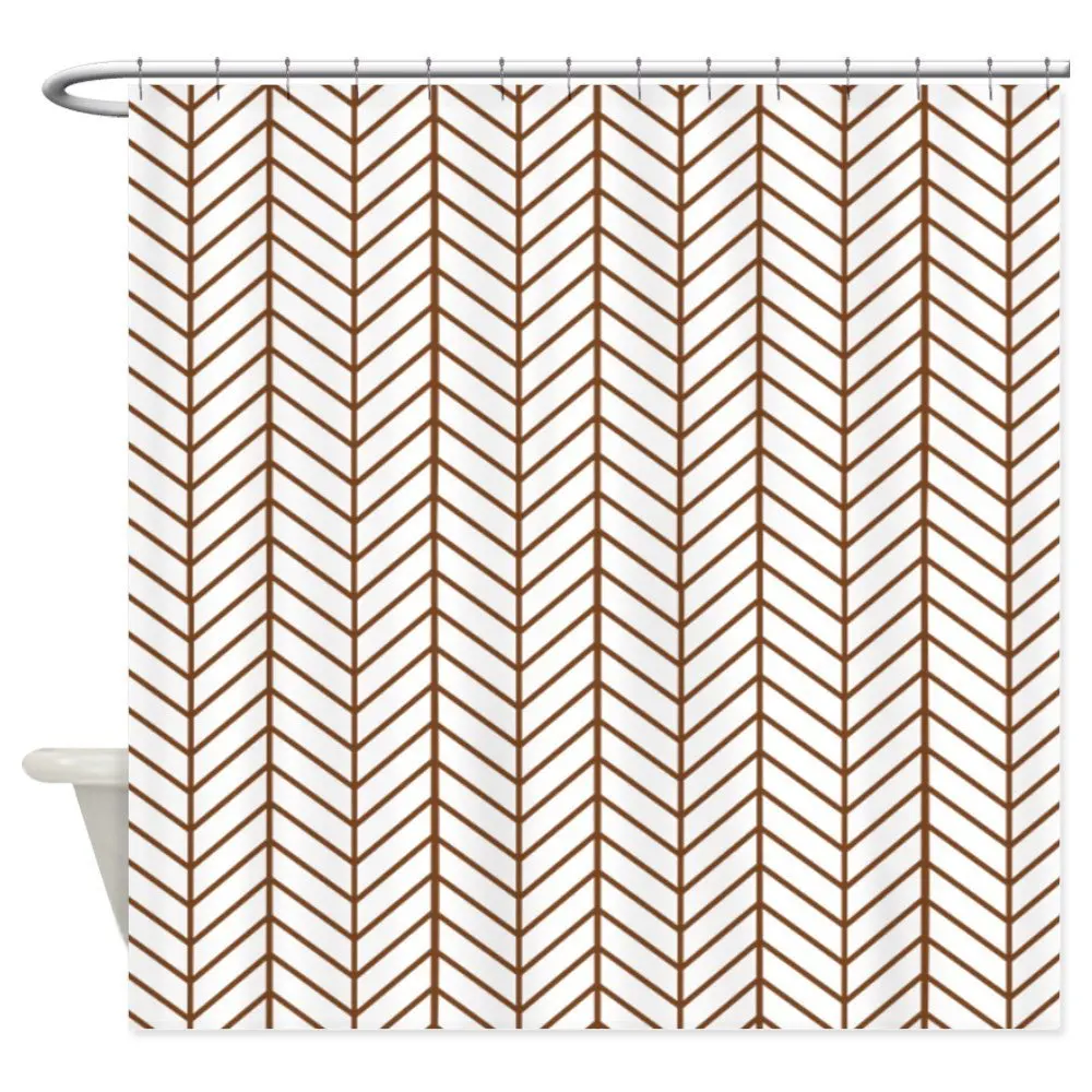 Brown Herringbone Shower Curtain Decorative Fabric Shower Curtain (69