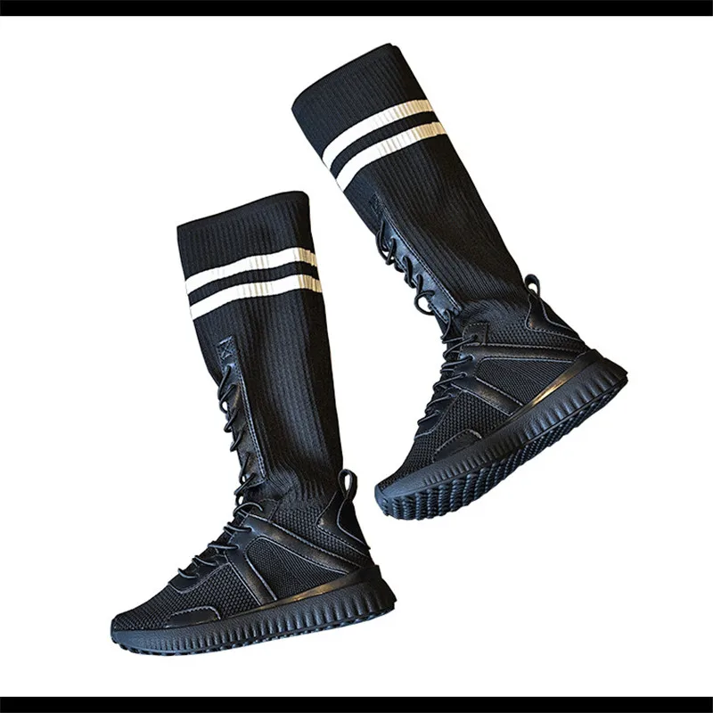 

2019 autumn children's shoes new girls casual flying woven high-top boots girls breathable long tube socks