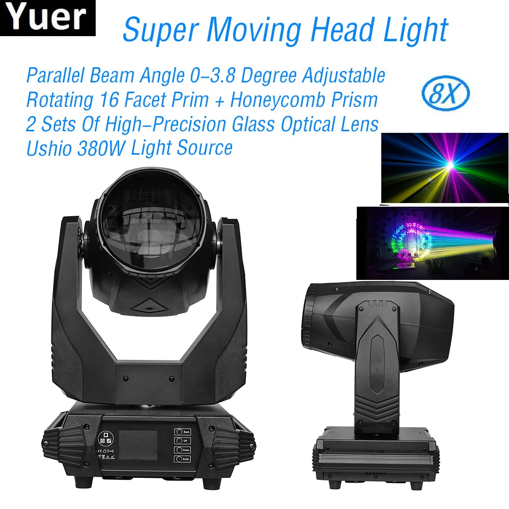 

8Pcs/Lot 380W Super Moving Head Light Sound Auto Control DMX512 DJ Equipment Disco Bar Party Moving Head Effect Stage Lighting