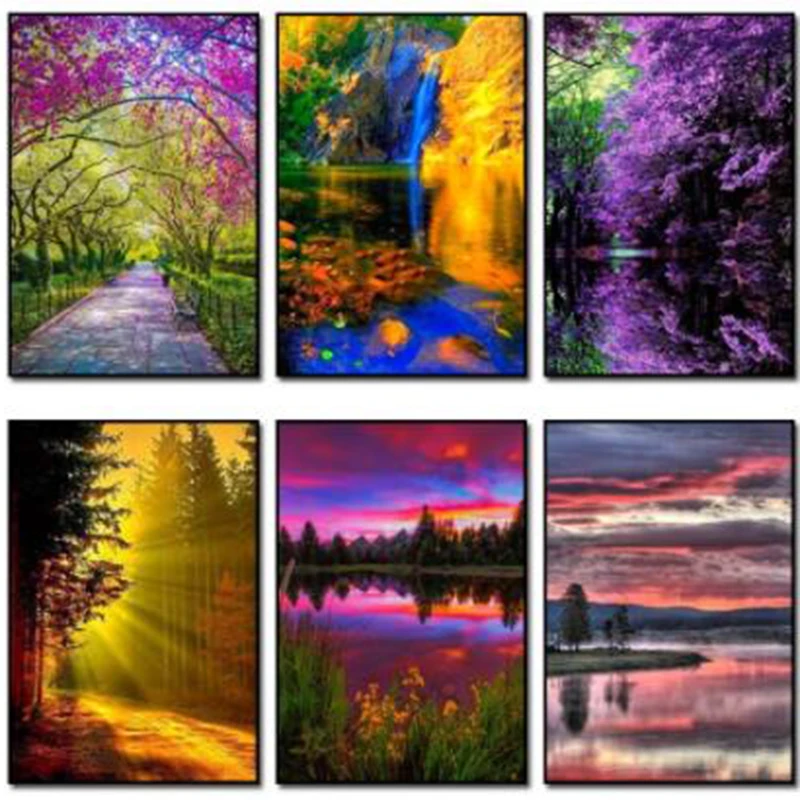 Sakura Diamond Embroidery Cherry On The Volcano Picture Rhinestone Crystal Mosaic 5D Painting Kit | Дом и сад