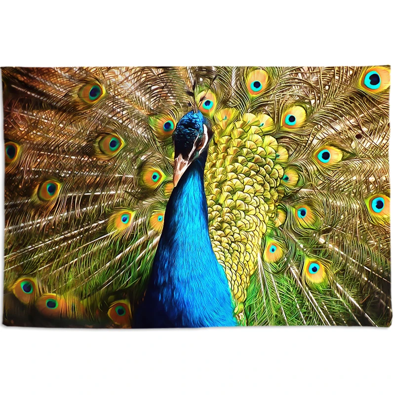 Большой гобелен с павлином аниме настенная ткань большого размера винтажная